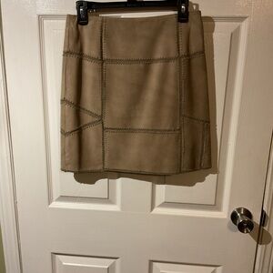 Tan Patchwork Suede Women's Skirt